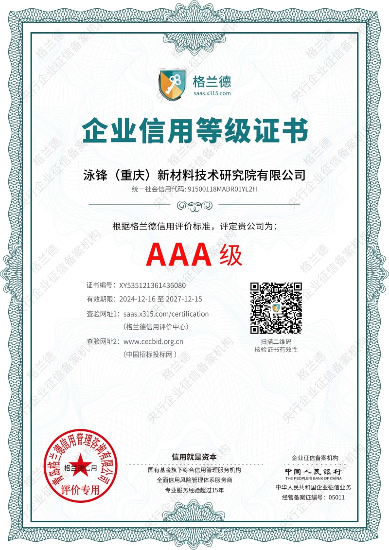 Credit rating certificate